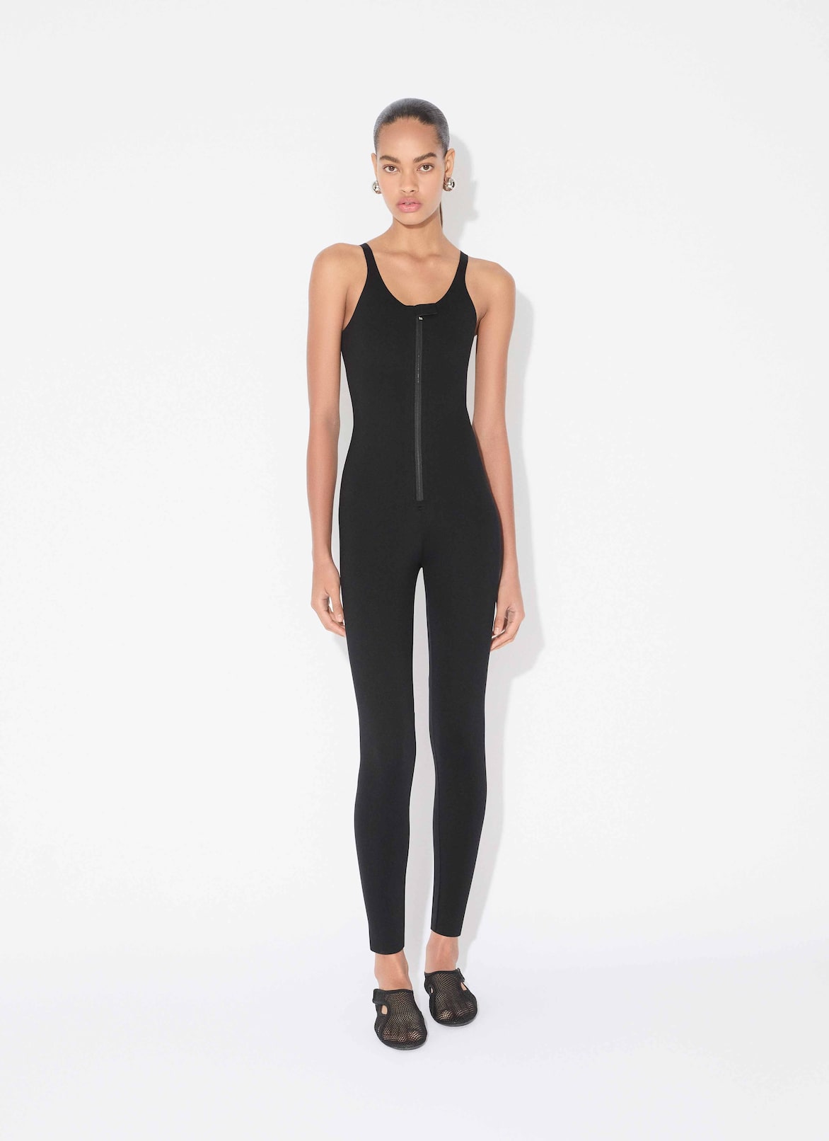 COMPACT JERSEY TECHNICAL JUMPSUIT ALAÏA BLACK COMPACT JERSEY TECHNICAL JUMPSUIT